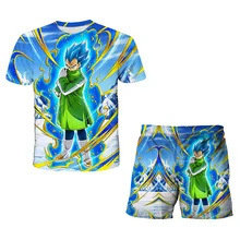 

2021 Summer Fashion Vegeta Tshirts+Shorts Suits Anime Dragon-Ball T Shirt Kids Clothes Children Clothing Sets Adult Size S-5XL