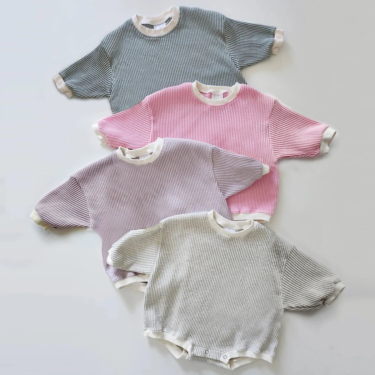 Cotton Oversized Long Sleeve Baby Romper for Newborn Infant Girls Boys