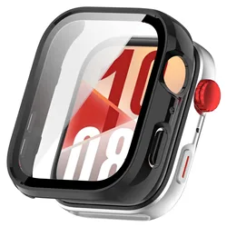 Premium Tempered Glass Screen Protector with HardPC All - Around Bumper for Huawei Watch Fit4Pro (Glossy Black)