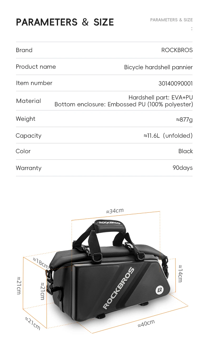bike pannier mounted on rear rack