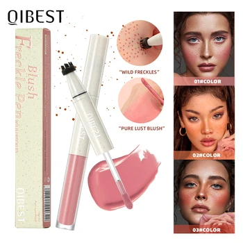 QIBEST Double Ended Freckles Stamp Pen Natural Liquid Blush Makeup Waterproof Lasting 2 In 1 Multiuse Stick Blusher Freckles Pen