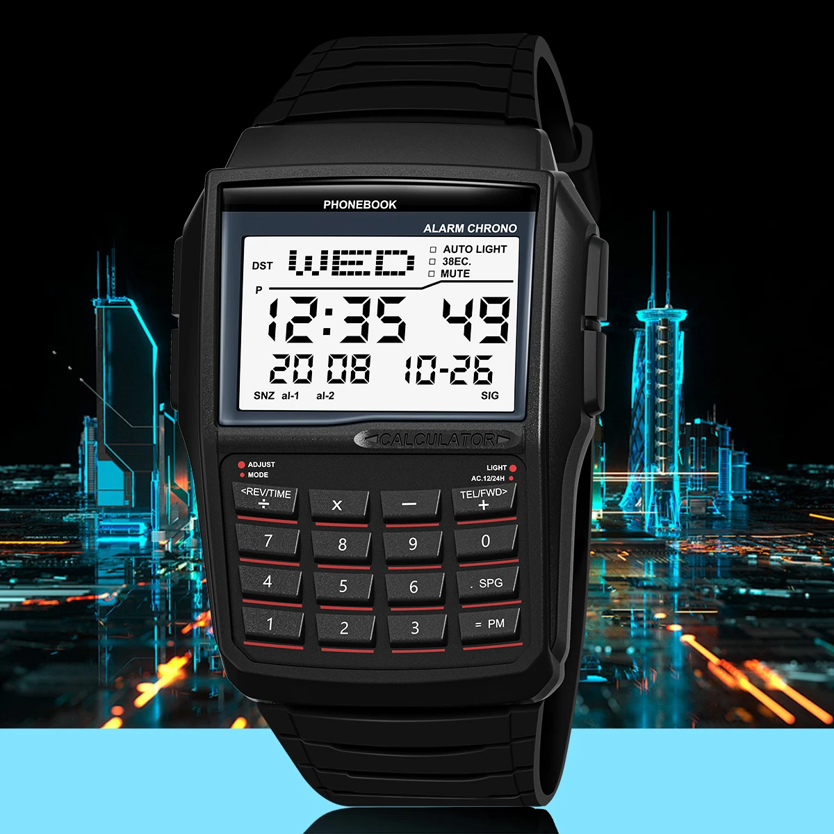 Computer Style Waterproof Watch Men's Top Luxury LED Electronic Watch Digital Sports Multifunction Calculator Watch 3
