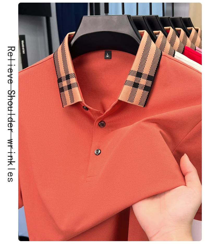 High quality striped lapel short sleeve T-shirt men's summer comfort fashion trend loose casual new breathable luxury polo shirt 13 Scbecf3b4893940dfb0813d48b26662bbG