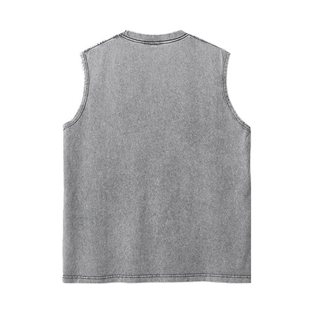 Herren Vintage Washed Tank Top mit rotem Gothic-Dornen-Grafik-Design, Oversized ärmelloses Muskelshirt für Streetwear & Metal-Fans – Detail 14