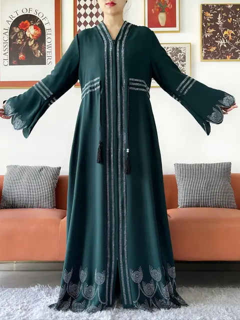 110502-1e2652.jpg Robe élégante en mousseline de soie pour femmes, tissu de haute qualité, ample, ouvert, Abaya avec fermeture éclair, vêtements musulmans et islamiques, Cardigan, offre spéciale, 2025