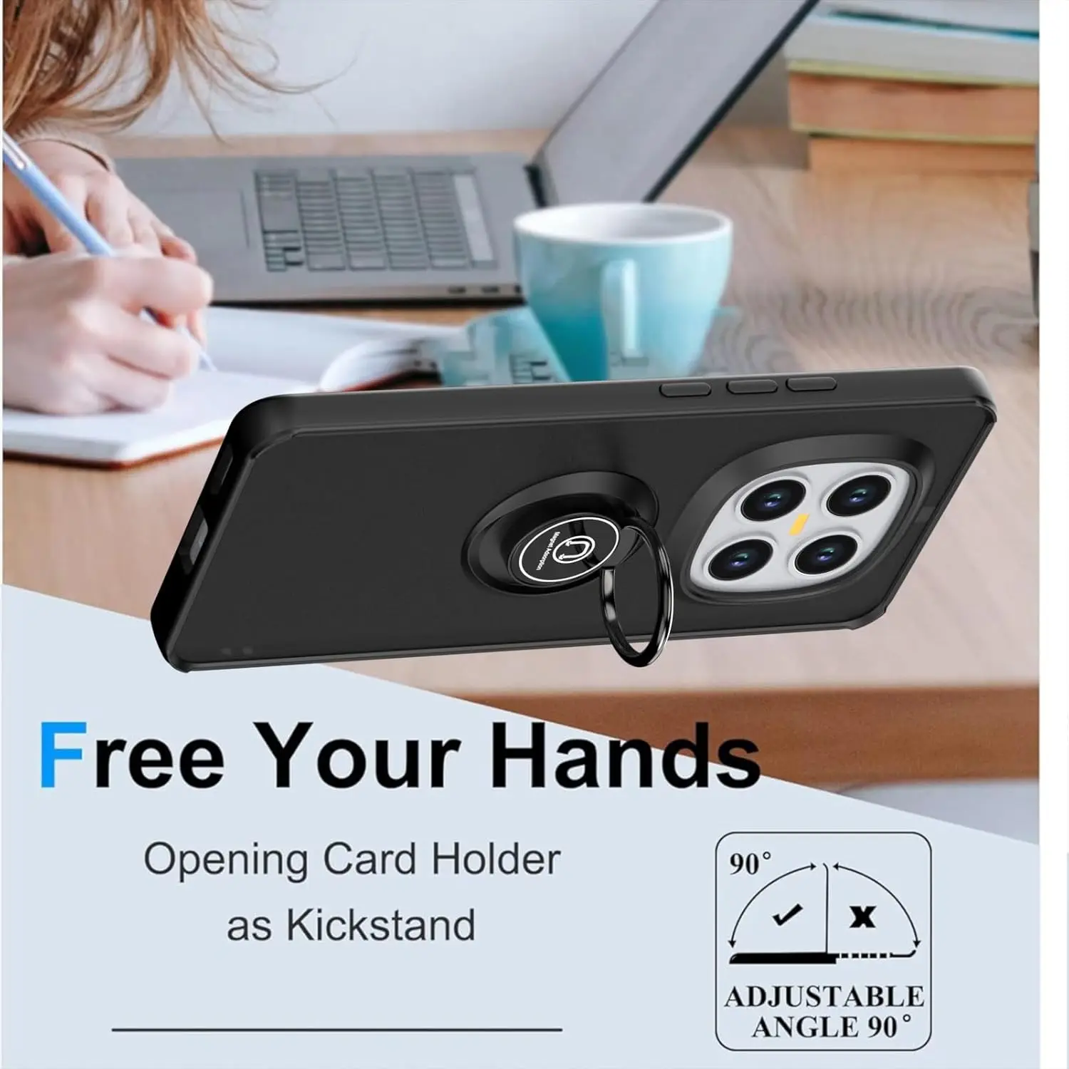 Shockproof Matte Case with Magnetic Stand and Ring Holder