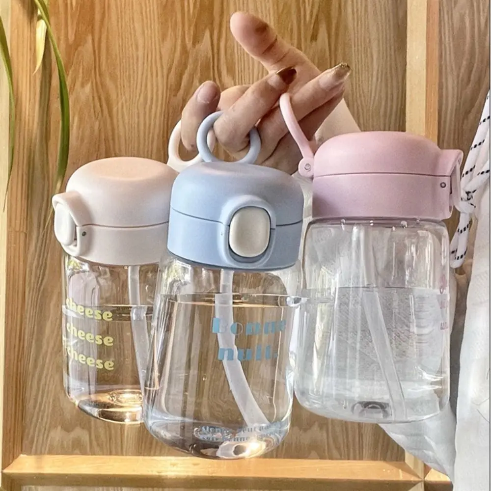 400ML Cartoon Water Bottles with Straw Kids Sippy Cup Portable Lightweight Leak-proof Plastic Toddlers Beverage Cups 3Colors