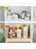 ROOMTEC Pull Out Cabinet Organizer with Full Extension Rail Slides Pull Out Shelf for Kitchen Cabinet Pantry Beveled 8" 4
