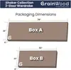 Wood Furniture Shaker 2-Door Wardrobe, Solid Wood with Cherry Finish 3