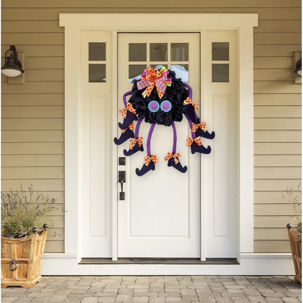 2023 Halloween Multi Leg Witch Wreath Pendant Front Door Decoration Props Party Dress Up_voghion.com