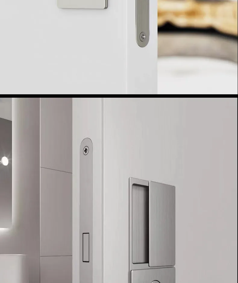 2023 New Handleless Flat Lock Modern Bedroom Magnetic Recessed Door Handle Silent Push-Pull Golden Invisible Sliding Door Lock