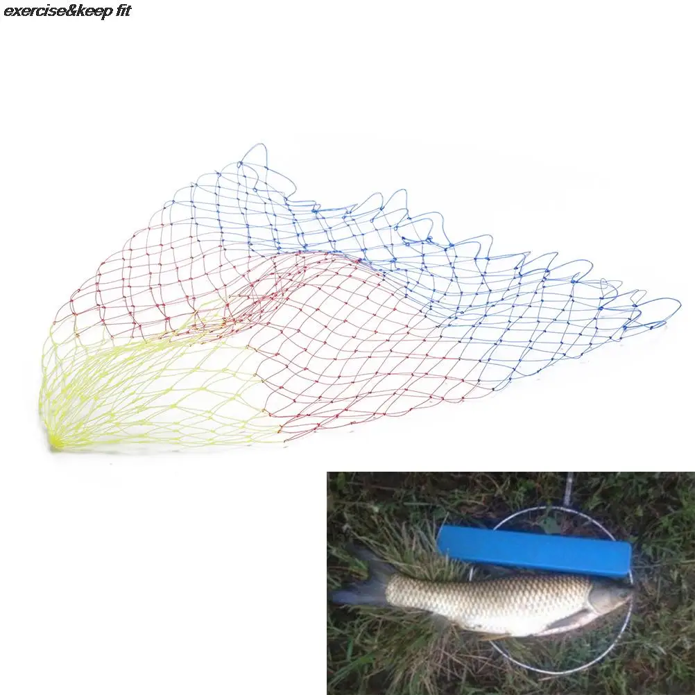 Rhombus Mesh Hole Depth Folding Nylon Landing Dip Net fishing landing net fishing net 35/40/45/50/60 cm Nylon Fishing Nets Collapsible Fishing Tools