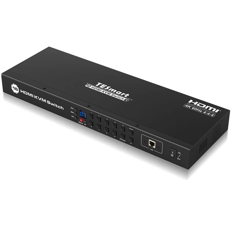 TESmart 5+ years experience 16x1 USB 2.0 hub integrating cross-platform computer 16 Port HDMI KVM Switch