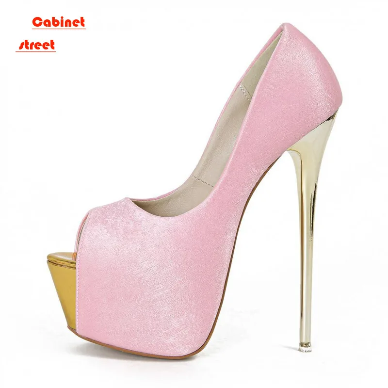 

Plus Size's Women Women Pumps and the United States Sexy Party 2024 New Golden Fish Mouth Super High Heel Women's Single Shoes