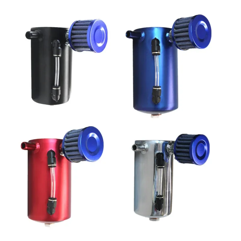 

Car Styling Universal Oil Catch Tank with Air Filtration Reservoir Engine Fuel Seperator Can Aluminum 500ml 2*12MM