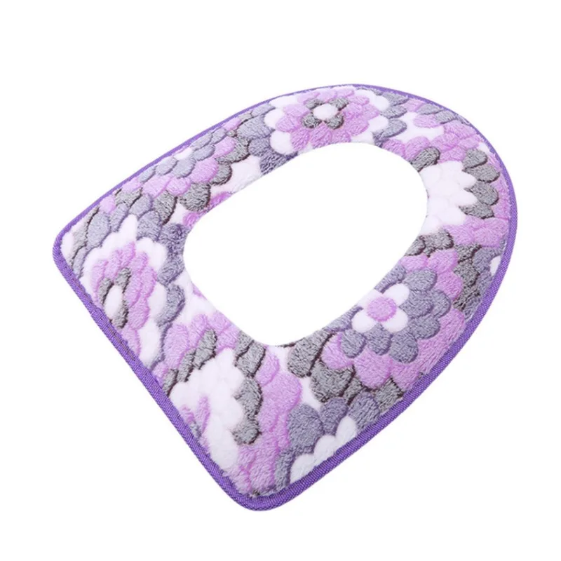 Coral Fleece Toilet Seat Cover Comfortable Soft Toilet Seat Pad Bathroom Accessories Thicken Warmer Zipper Cover Washable toilet seat cover