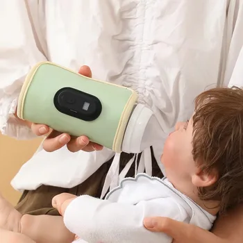 Digital Display Baby Milk Bottle Warmer Cover Baby Nursing Constant Temperature USB Milk Water Warmer Safe Milk Bottle Heater