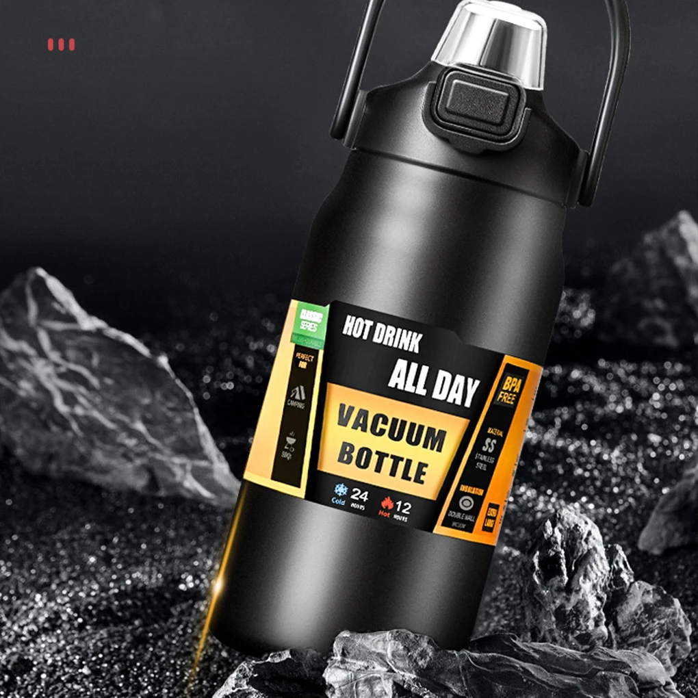 800/1200/1500ML Sports Vacuum Flask Cold and Hot Water Bottle Portable Thermos with Straw Stainless Steel Thermal Mug Coffee Cup