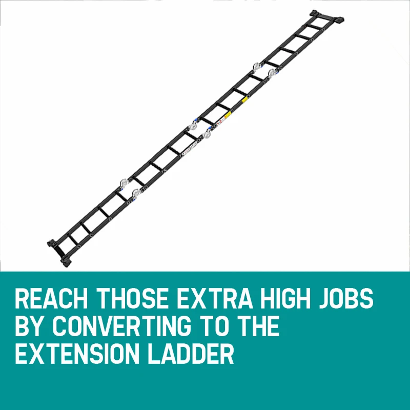 5.7M Heavy Duty Aluminium Folding Step Ladder Multi-Purpose 14 in 1 Combination Extendable Ladder 20 Steps