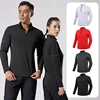 Men Slim Fit Track Top Men's Half Zipper Stand Collar Sports T-shirt with Long Sleeves for Running Fitness Training Breathable 1