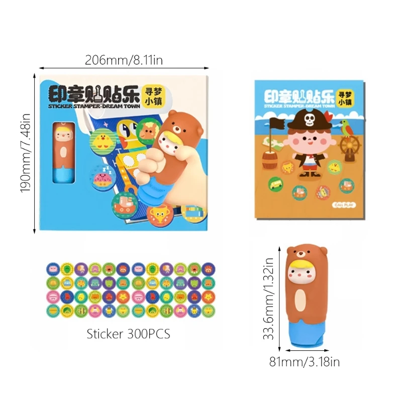 Kids Stamp Sticker Fun Activity Set With 300 Cartoon Patterns For Creative Crafting Stamp Book Child Educational Toy