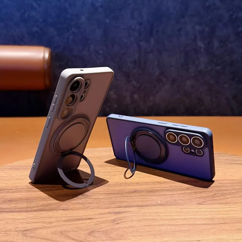 Frosted Rotating Bracket Magnetic Phone Case with MagSafe Compatibility