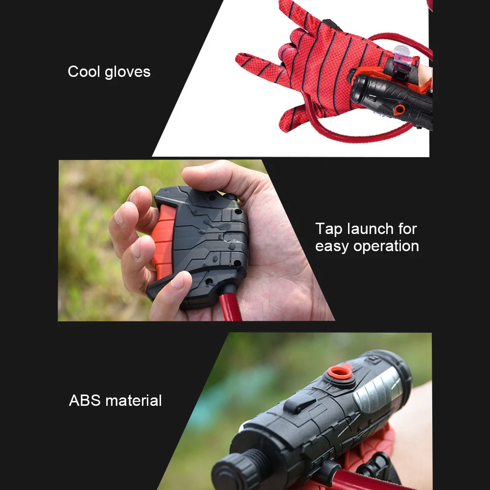 스파이더 웹 슈터 장난감 슈퍼 히어로 물총 장갑 손목 물 분무기 장난감 물 싸우는 장난감 어린이와 성인을위한