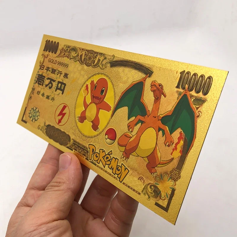 Kawaii Pokemon banknote cute cartoon commemorative coins anime game figure cards Pikachu coins children's birthday gift toy
