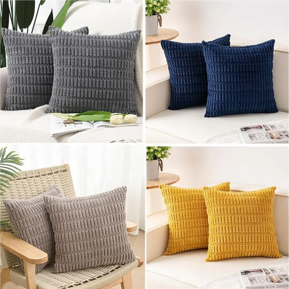 2 pieces/set Soft Corduroy Pillowcase Striped Design Velvet Texture Throw Pillow Reversible Sided Pillow Covers Living Room