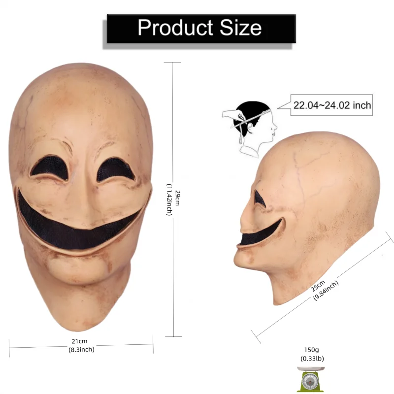 Horror Smile No Face Man Latex Mascara Head Cover Disguise Cosplay Scary Alien Helmet Halloween Costume Faceless Mask for Men masquerade mask,full face mask,half face mask