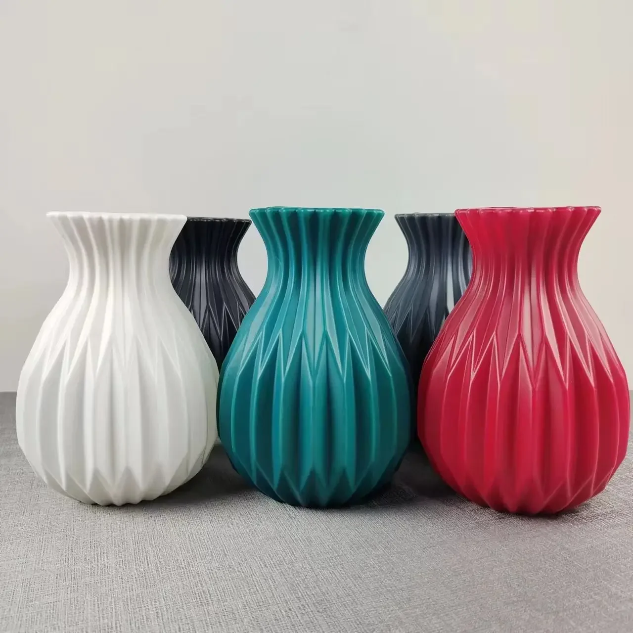 1pcs Nordic Flower Vase Imitation Ceramic Plastic Flower Vase Living Room Desktop Decoration Wedding Centerpiece Arrangement 5