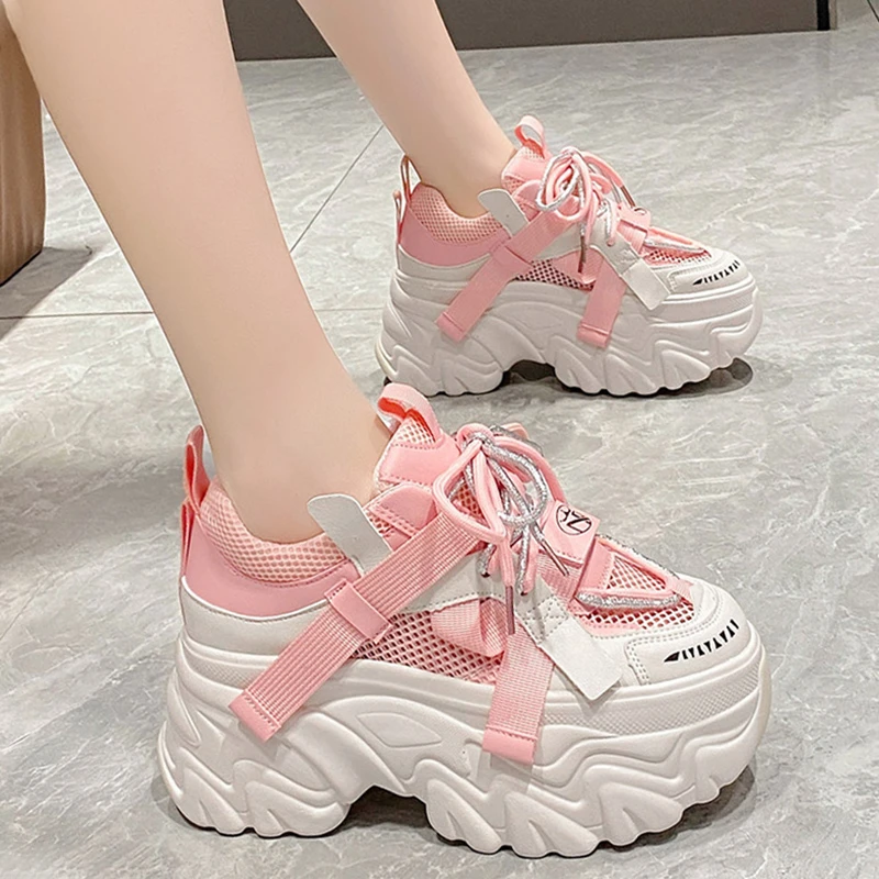 Luxury Designer Women's Chunky Sneakers Breathable Wedge Sports Shoes