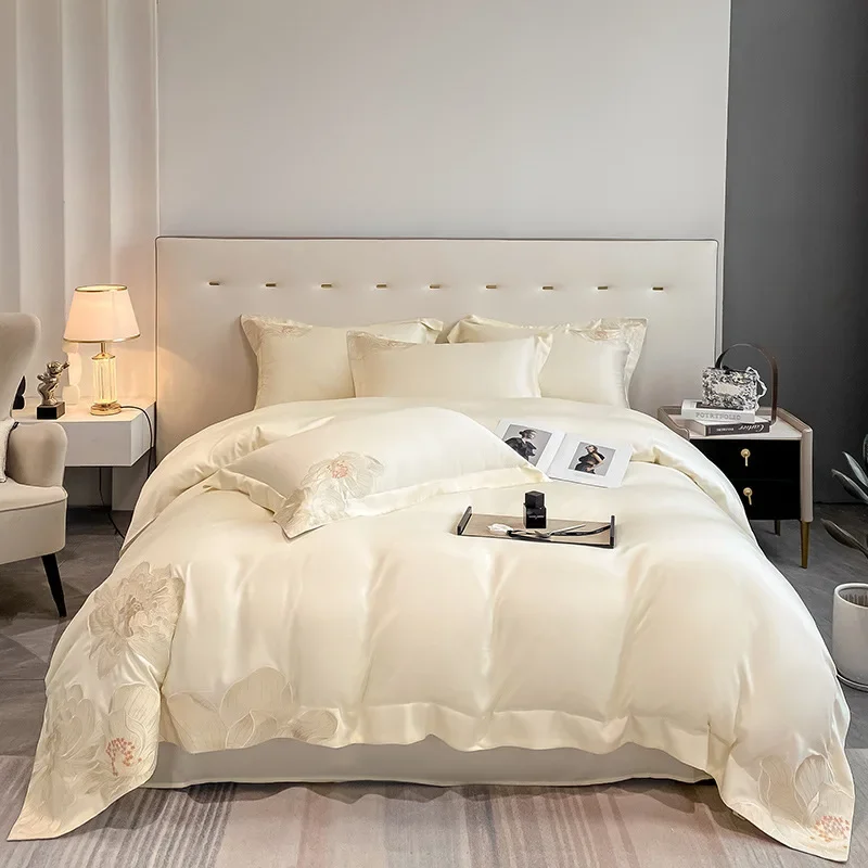 

Luxury Bedding Set Royal 700TC Egyptian Cotton Flower Embroidery Duvet Cover Bed Sheets and Pillowcases Comforter Bedding Sets