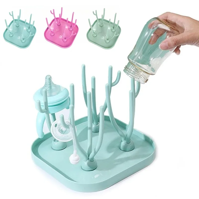 New Bottle Dry Rack Baby Bottle Drain Drying Racks Blue Pink Baby Cleaning Dryer Drainer Storage Drying Rack