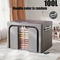 Large Capacity Clothes Storage Box Foldable Oxford Cloth Dustproof Storage Box with Zipper Wardrobe Organizer Household Items 1