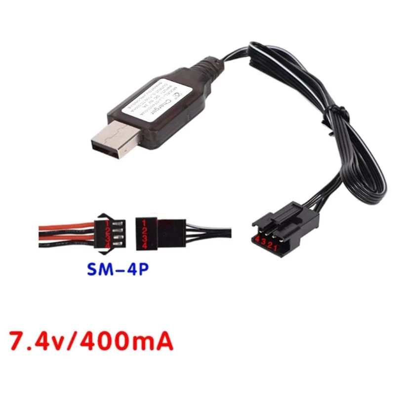 Câble de charge USB de batterie LiPo 7,4 V avec 2 connecteurs XH-3P pour  voiture RC bateau Rock Crawler FPV Quadcopter 7,4 V Câble de chargeur de