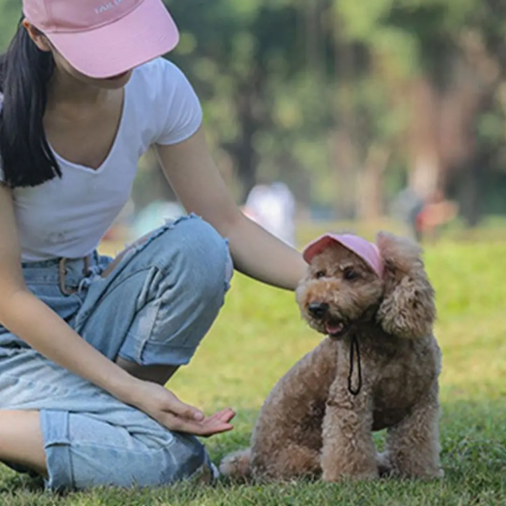 야외 애완동물 야구 모자, 고양이 개 조절식 피크 캡 바이저 모자, 여름 애완동물 여행 스포츠 선 캡, 귀 구멍
