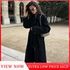 New Classic Black Belted Wool Blends Overcoat For Women Chic Full Sleeve Double Breasted Lapel Long Coat Ladies Loose Streetwear 1