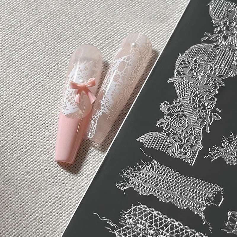 1Pcs New Nail Stamping Plates Easy Design Flower Hollow Mesh Nail Printing Stencil DIY Sexy Elegant 3D Lace Nail Art Template_voghion.com