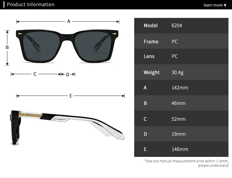 Fashion sunglasses showing Photochromic, Anti-reflective, and UV400 lenses.