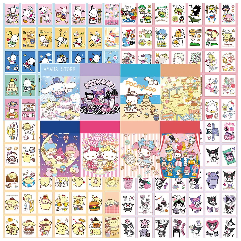 50pcs Cute Sanrio Stickers Books Kawaii My Melody Hello Kitty Kuromi Anime Decals Stationery Decoration Sticker for Kids Toys