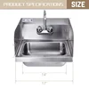 Stainless Steel Sink for Washing with Faucet and Side Splash, NSF Commercial Wall Mount Hand Basin for Restaurant, Kitchen 3