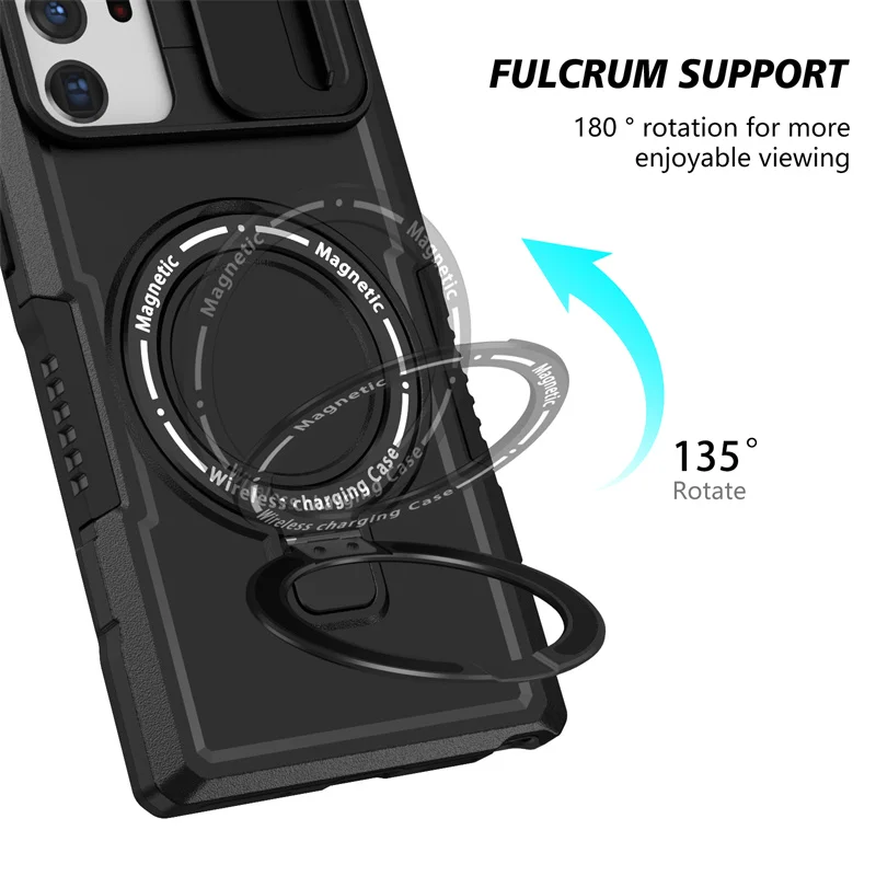 Luxury Magnetic Wireless Charging Case with Ring Holder