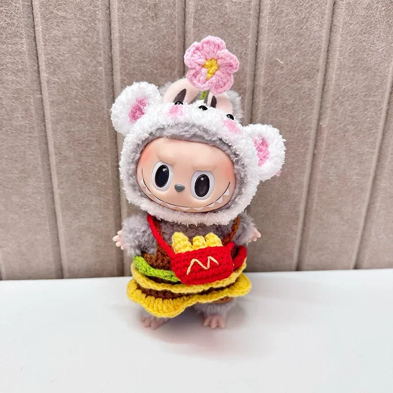 Discoun 17cm Cute Mini Plush Doll Clothes Outfit Accessories For Korea Kpop Exo Labubu Ii Idol Doll Sitting Party Cloth Diy Gift