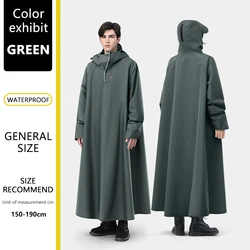 BLALION Waterproof Oversized Hooded Rain Poncho - Unisex Fashionable Long Raincoat (Green)