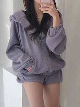 

Women Tracksuit Spring New Two Piece Sets Casual Long Sleeve Hoodies Zipper Sweatshirt Shorts Pant Suit Female Outfits