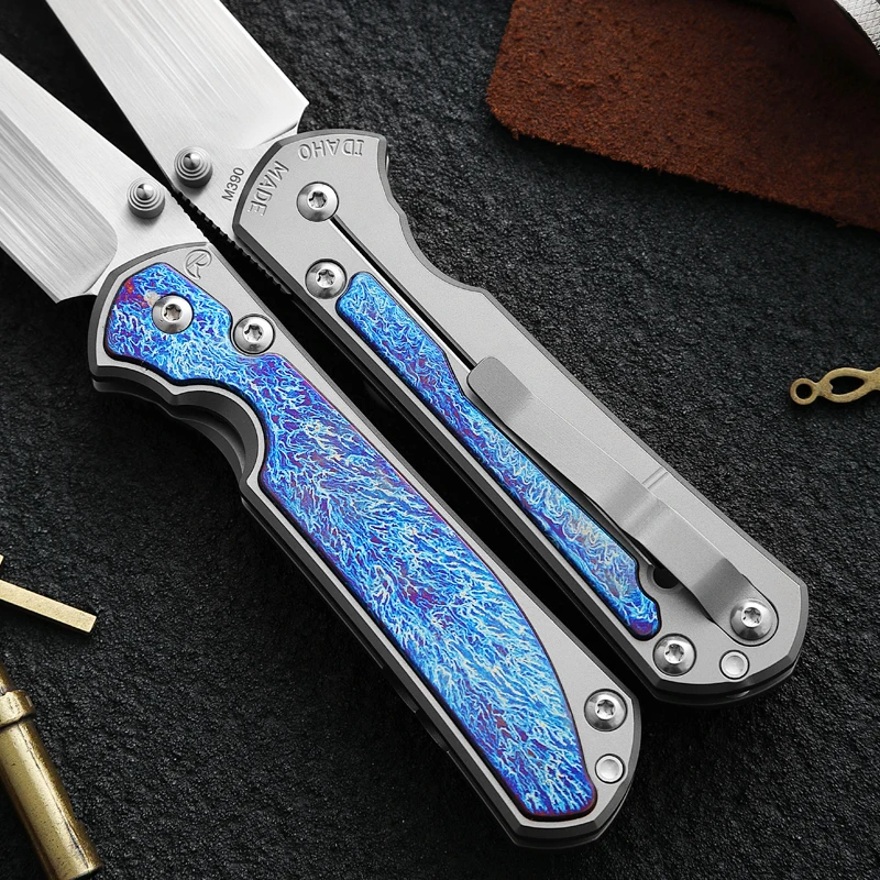 Austria M390 Powdered Steel Folding Knife Titanium Handle 60 HRC Ceramic Bearing EDC Tools Camping Hunting Outdoor Folding Knife 4