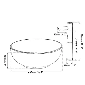 YANKSMART เซรามิคชุดอ่างล้างจานห้องน้ําสีฟ้าและสีขาวมือวาดอ่างล้างหน้าสีดํา Sensor ก๊อกน้ํา W/ Pop Up Drain 2