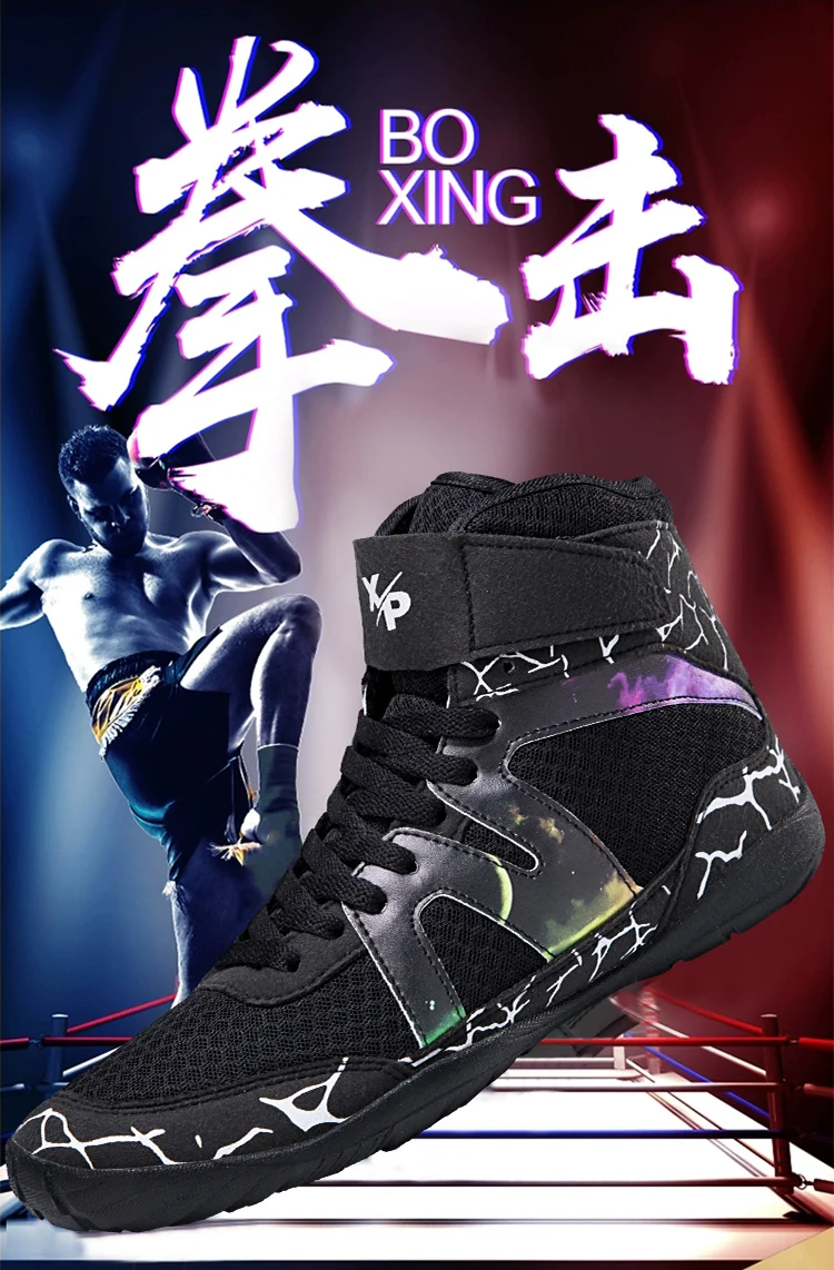 Description Picture 3 of itemProfessional Wrestling Boots Men Breathable Fighting Boxing Shoes Non-Slip Wear-Resistant Boxing Sneakers Gym Training Footwear