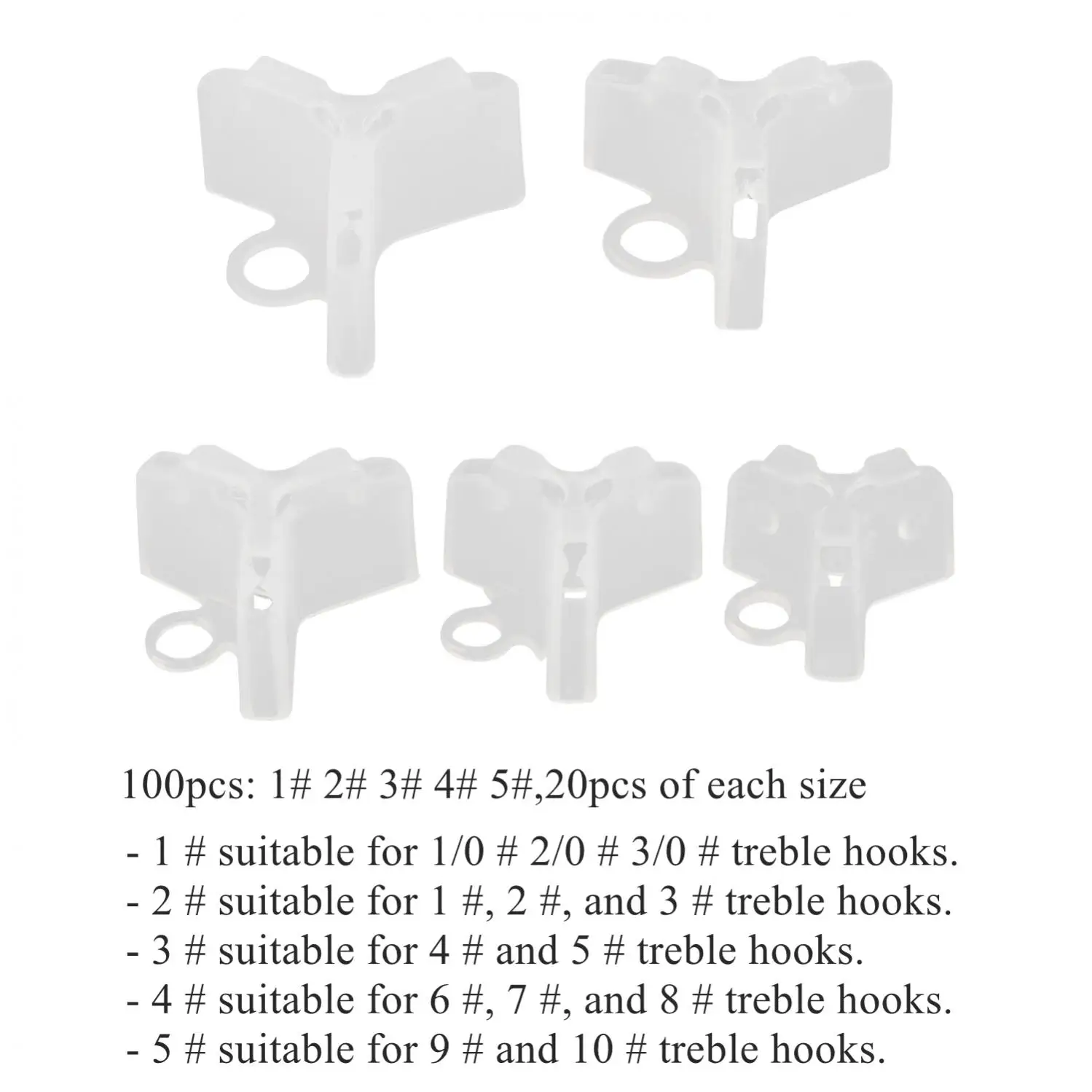 100pcs Mixed Size Hook Safety Cap Protectors - Fishing Treble Hooks Covers and Bonnets